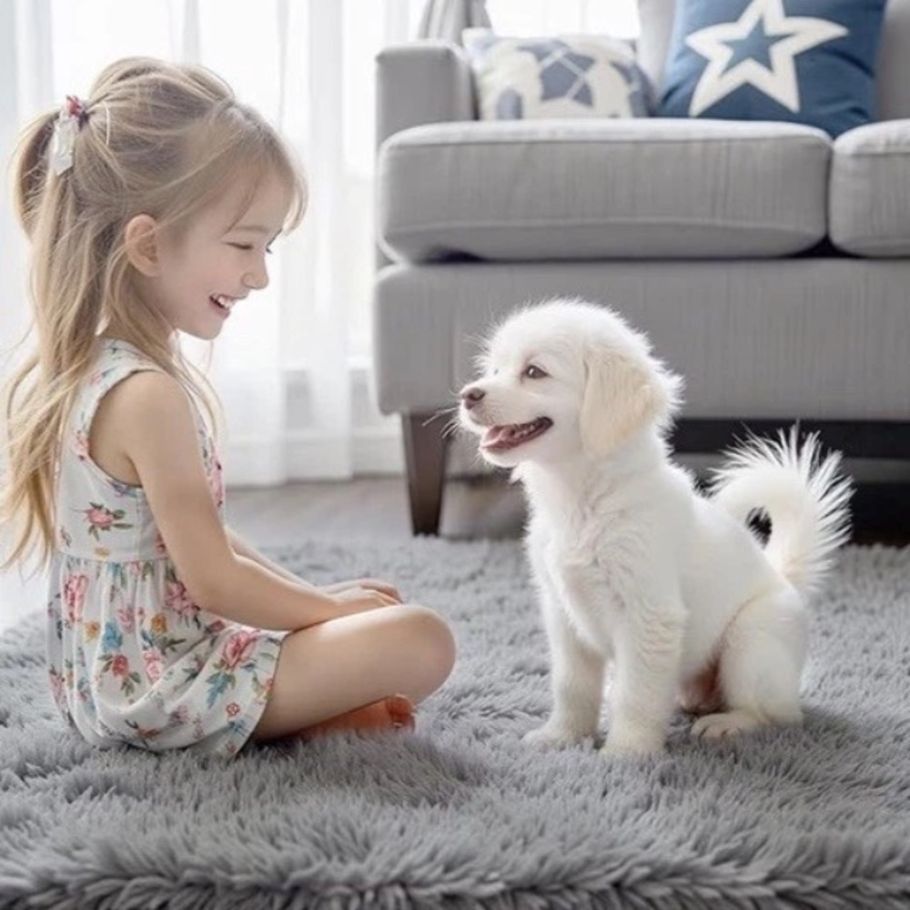 Blivonta Grey Fluffy Area Rug Baby Kids Dorm Home Decor Anti Slip Soft Shag 3x5.